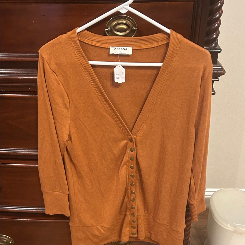 Zenana Goldish/ Orange Cardigan